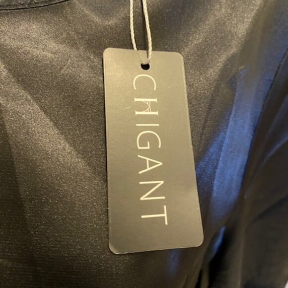 Women's CHIGANT Silk (Size: M) Black Long Sleeve Blouses - Picture 3 of 8